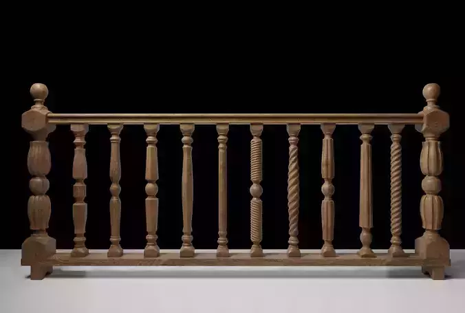 railing wooden 3D model