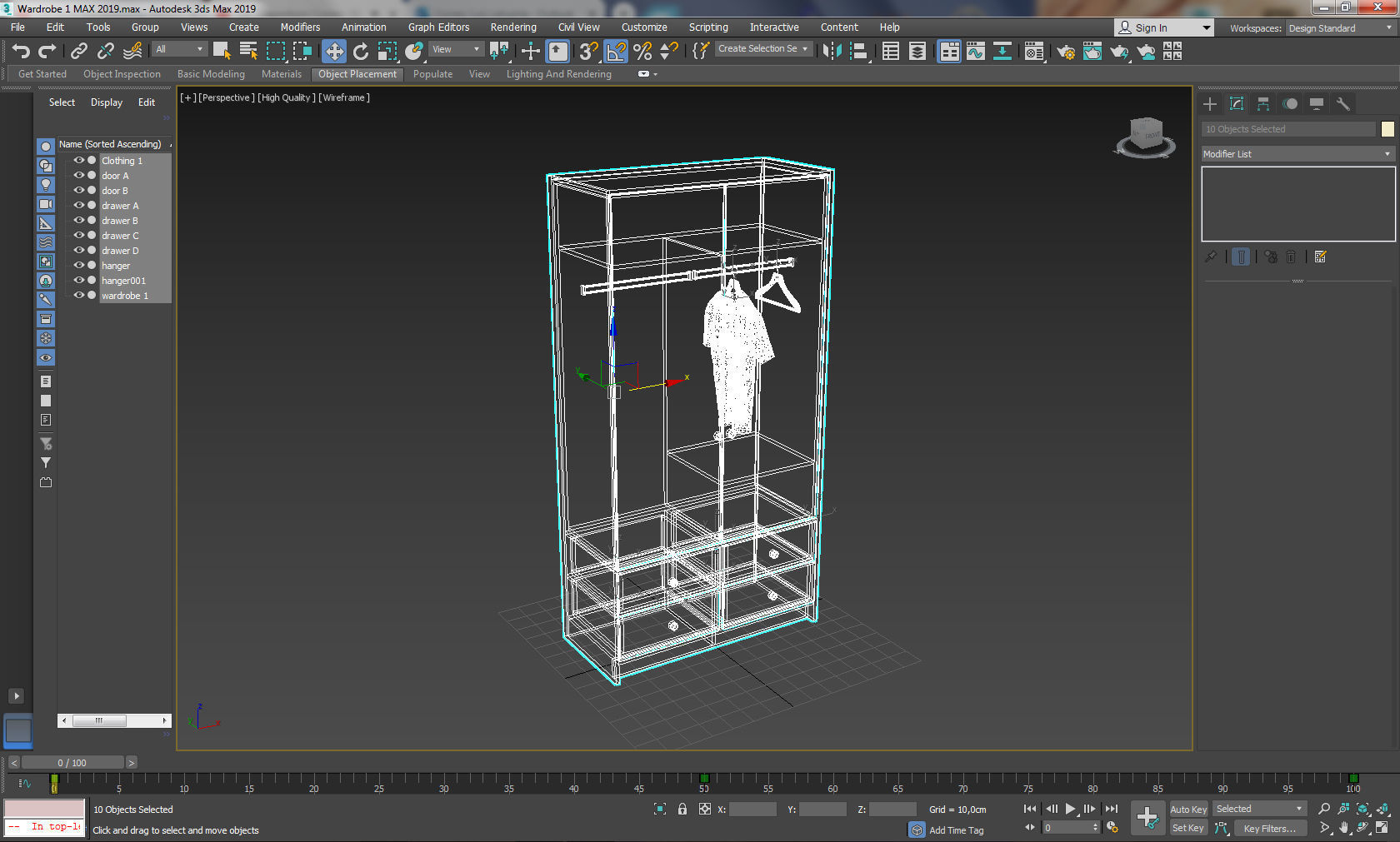 Wardrobe 1 Lowpoly with two doors and shirt Low-poly 3D model_11