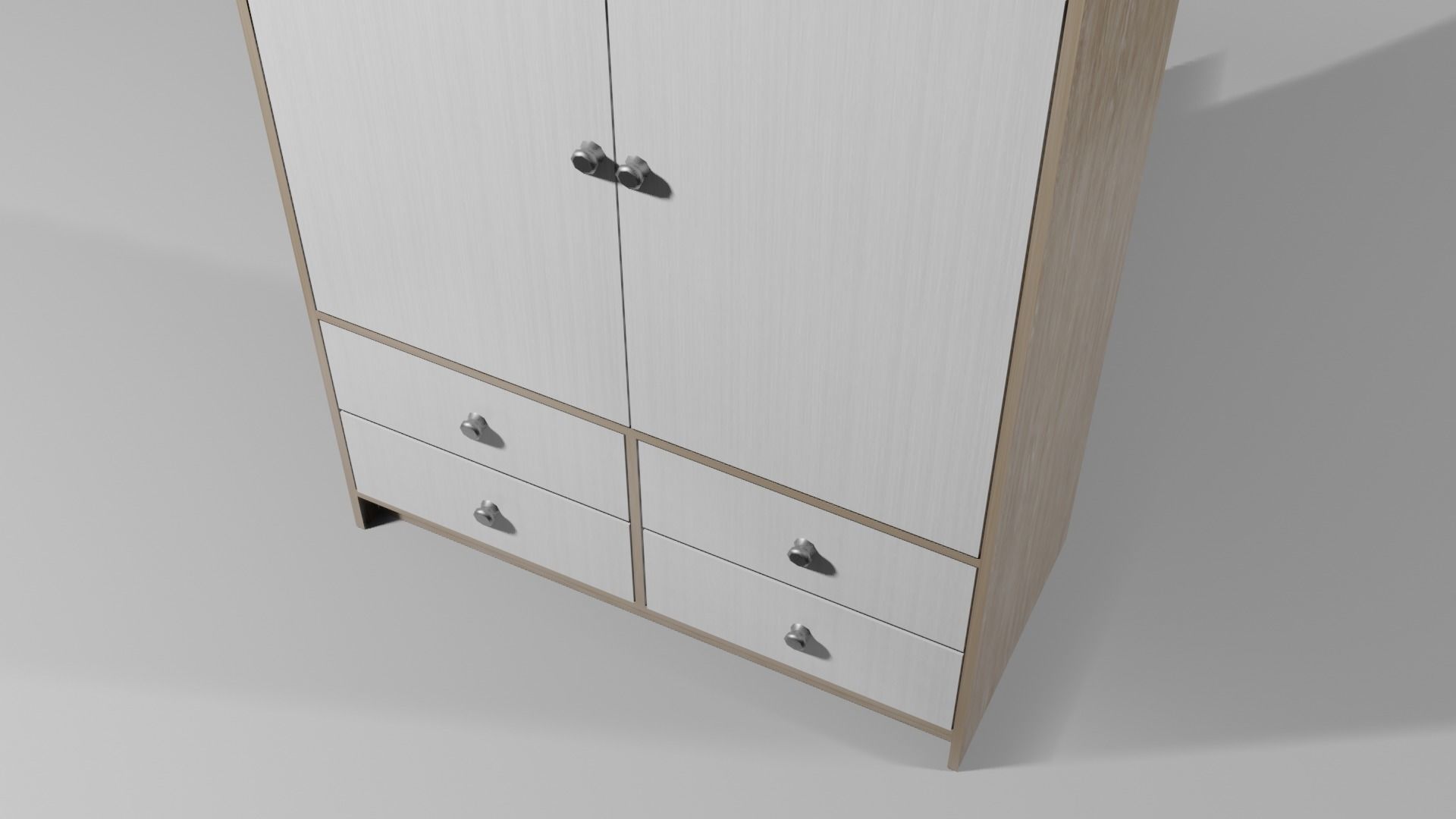 Wardrobe 1 Lowpoly with two doors and shirt Low-poly 3D model_7