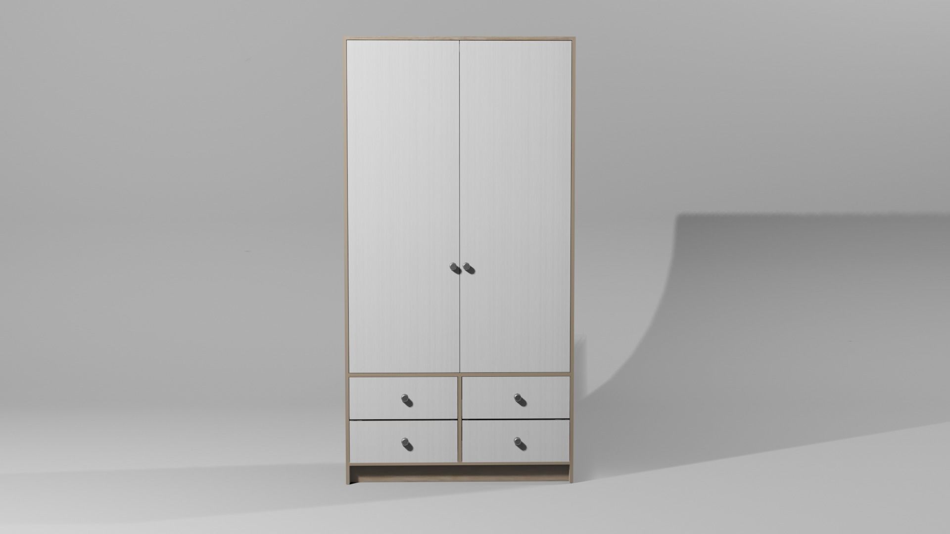 Wardrobe 1 Lowpoly with two doors and shirt Low-poly 3D model_4