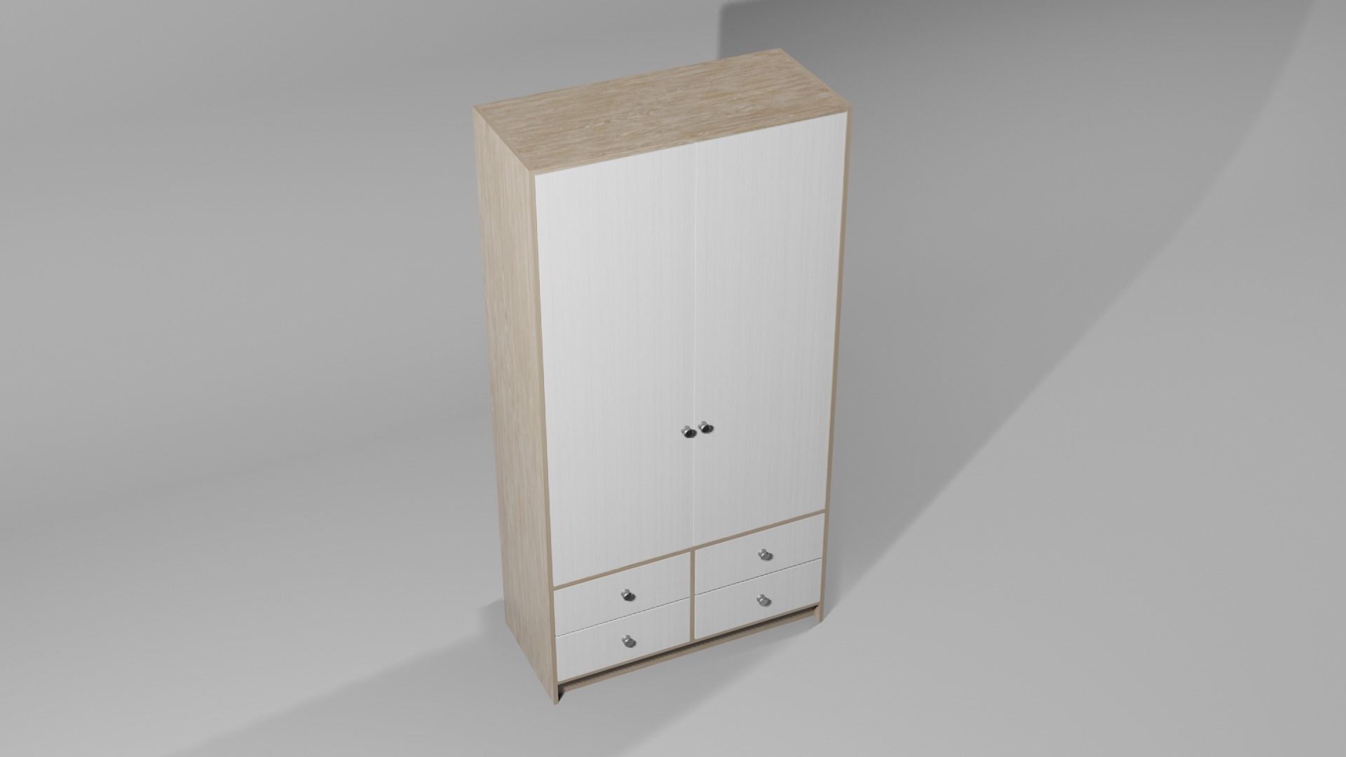 Wardrobe 1 Lowpoly with two doors and shirt Low-poly 3D model_5