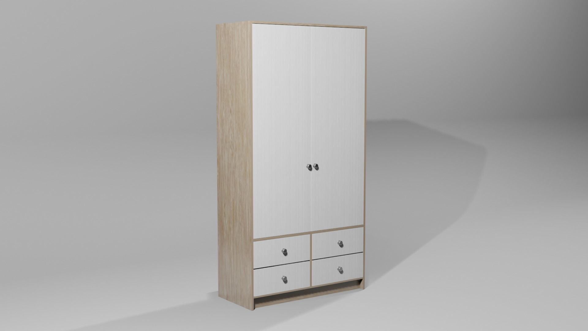 Wardrobe 1 Lowpoly with two doors and shirt Low-poly 3D model_3