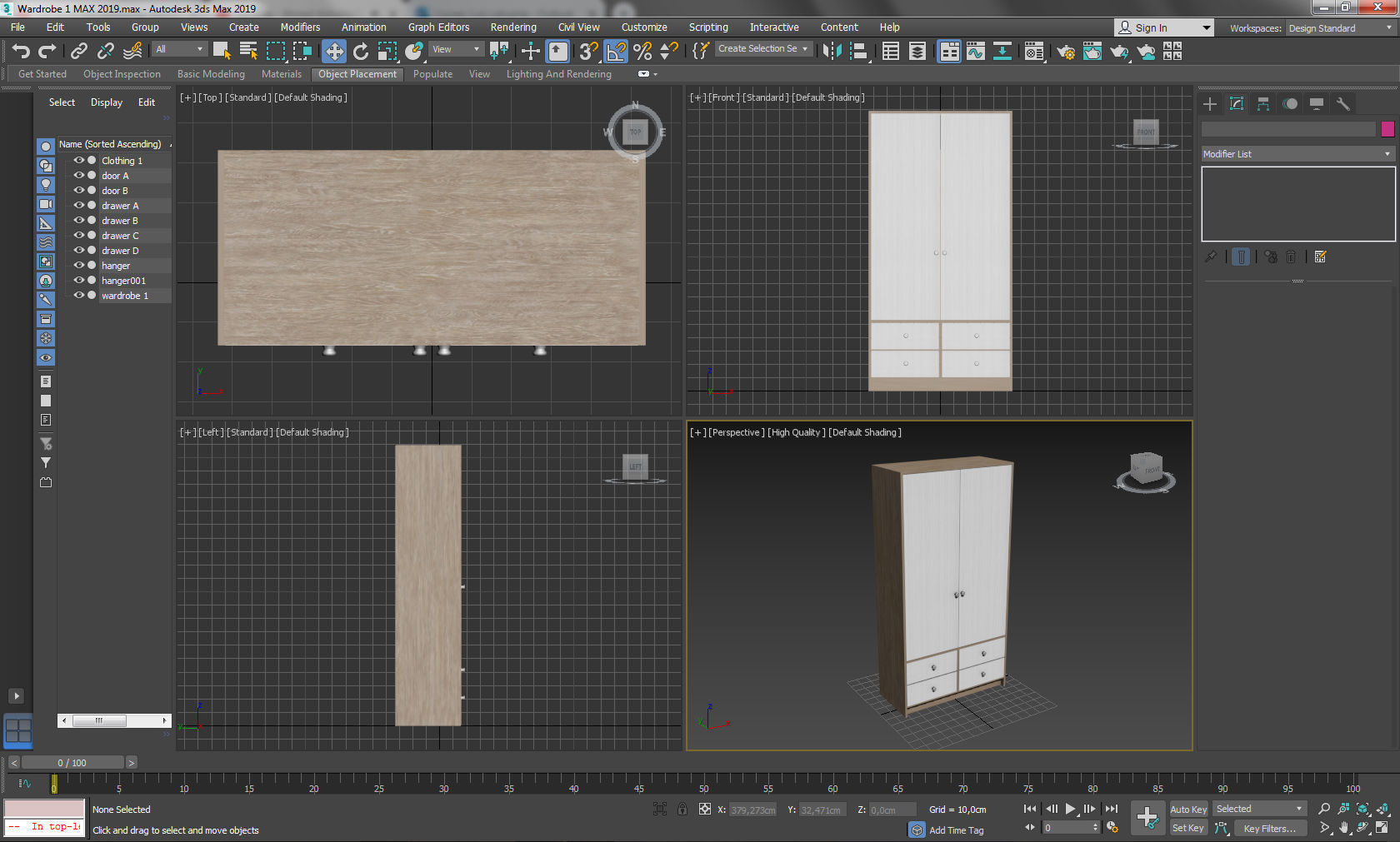 Wardrobe 1 Lowpoly with two doors and shirt Low-poly 3D model_10