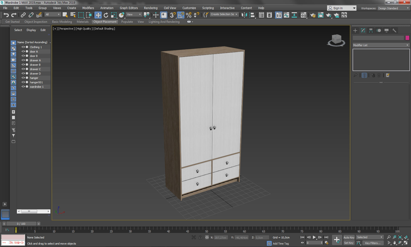 Wardrobe 1 Lowpoly with two doors and shirt Low-poly 3D model_9
