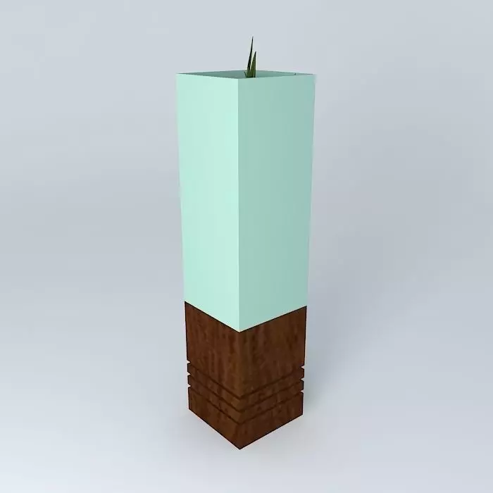 Ornamental flowerpots Wood and Glass bamboo and pebbles Free 3D model