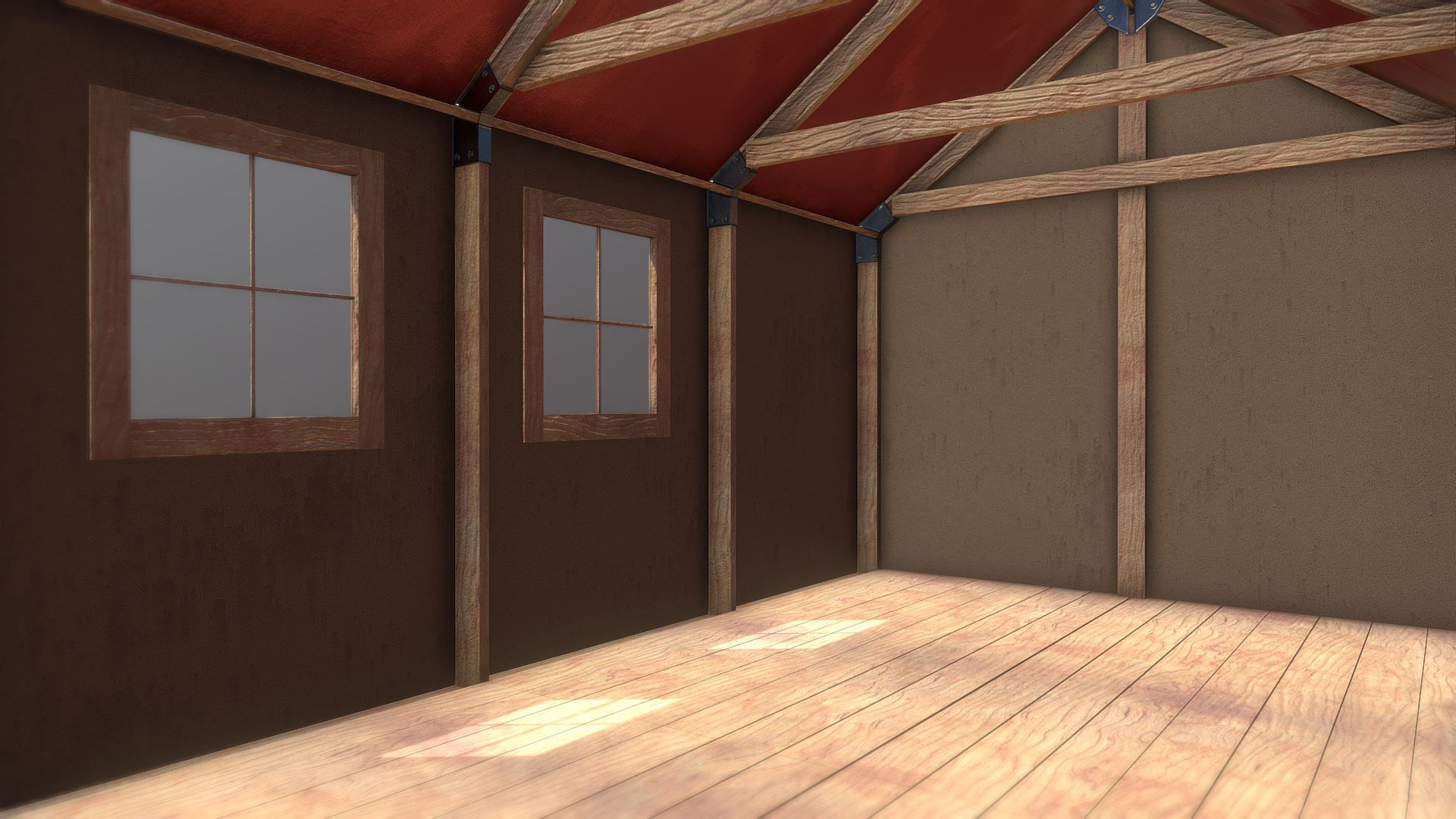 Semi-Modular Shed Low-poly 3D model_3