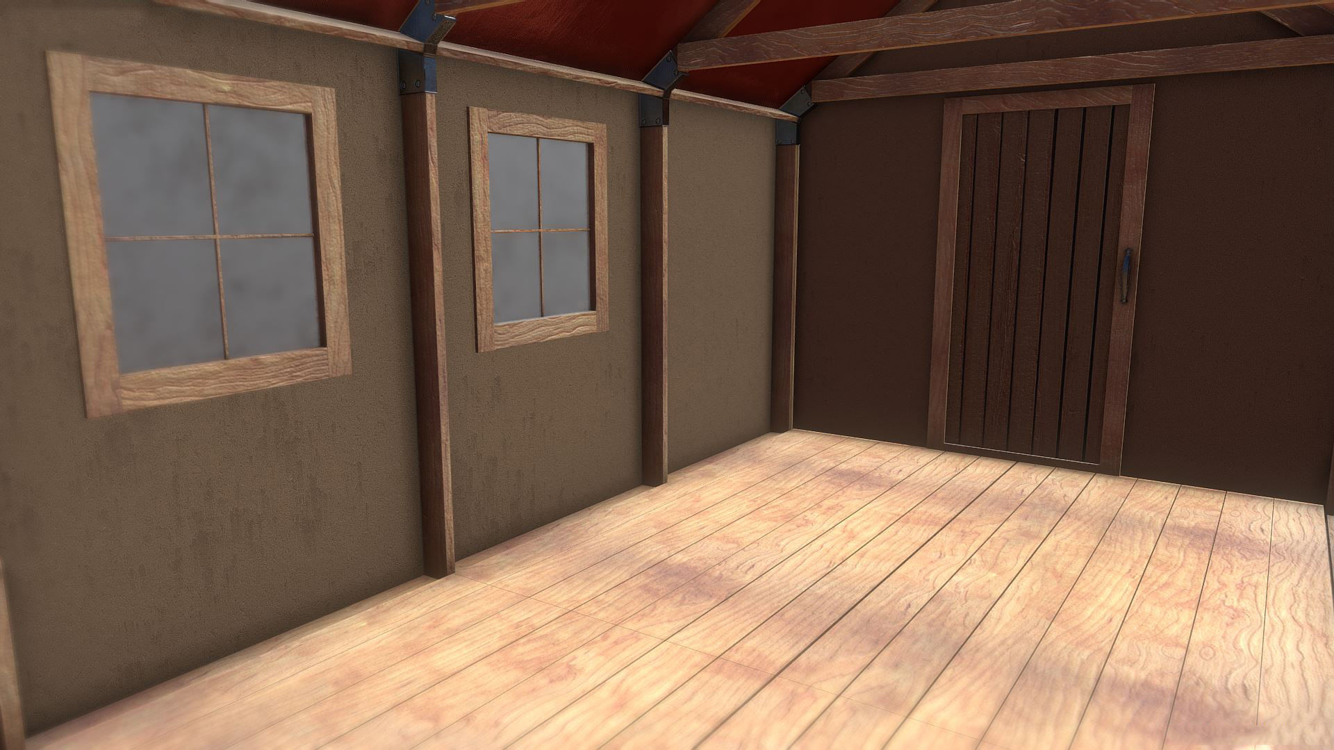 Semi-Modular Shed Low-poly 3D model_1