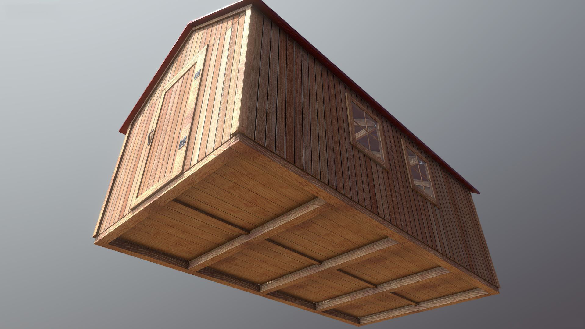 Semi-Modular Shed Low-poly 3D model_6