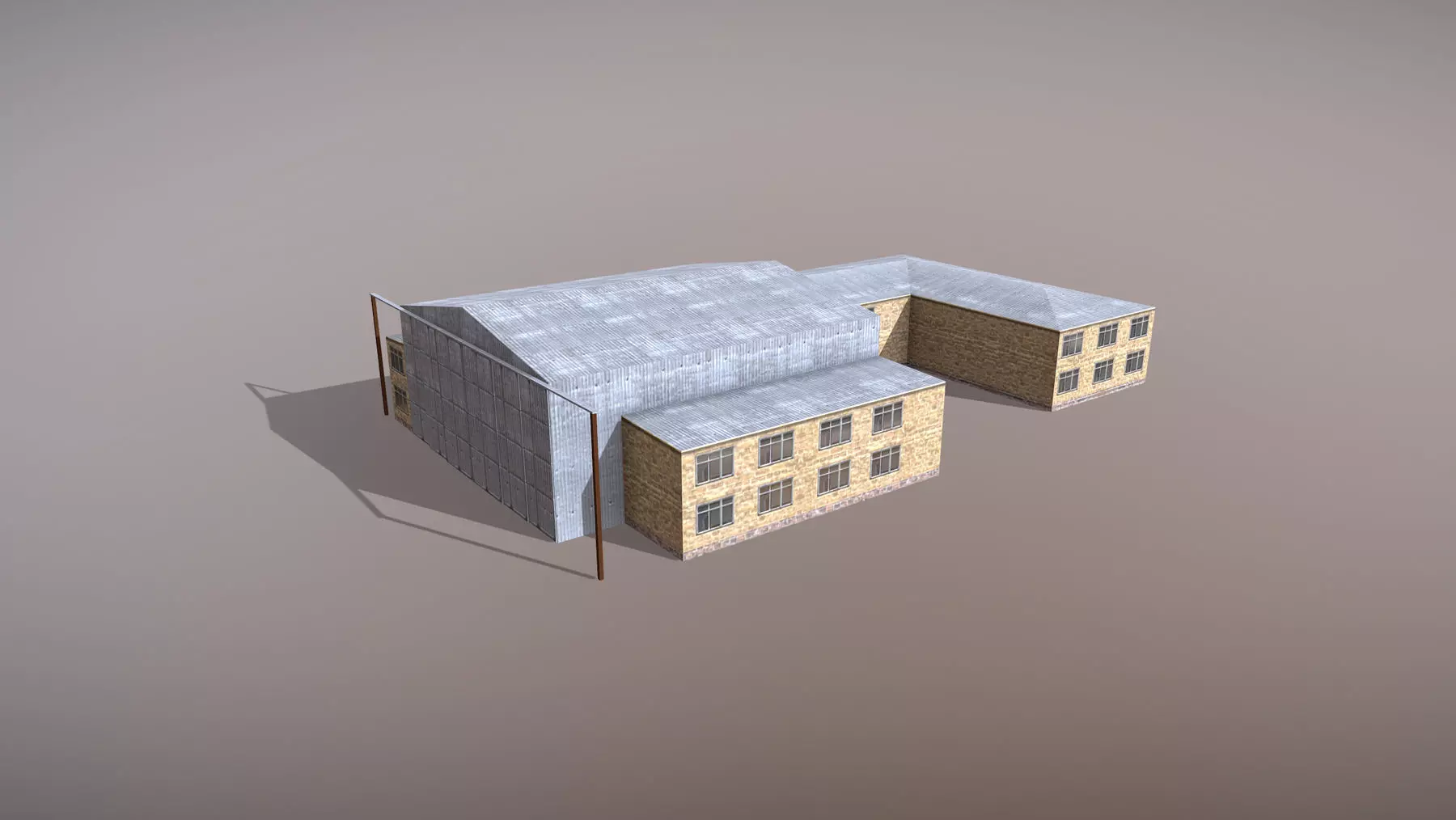 Airport Hangar OAKB ATB Hangar Low-poly 3D model_0