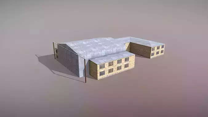 Airport Hangar OAKB ATB Hangar Low-poly 3D model