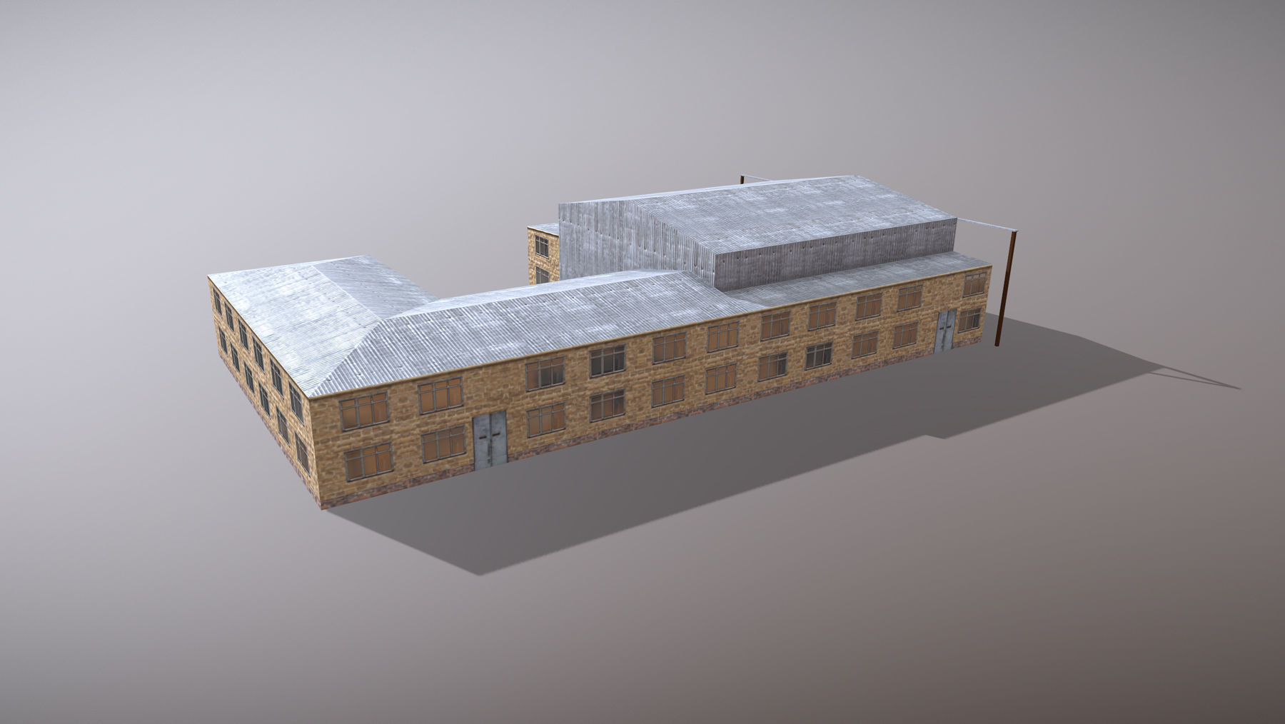 Airport Hangar OAKB ATB Hangar Low-poly 3D model_2