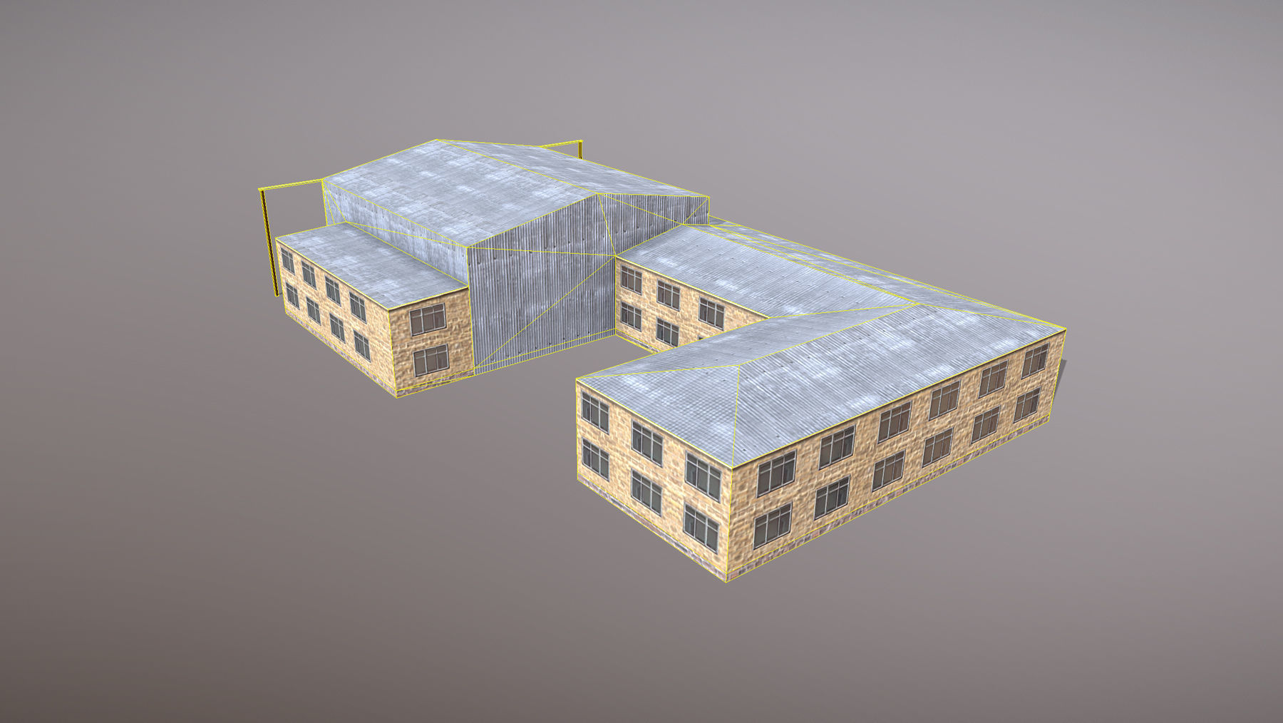 Airport Hangar OAKB ATB Hangar Low-poly 3D model_3