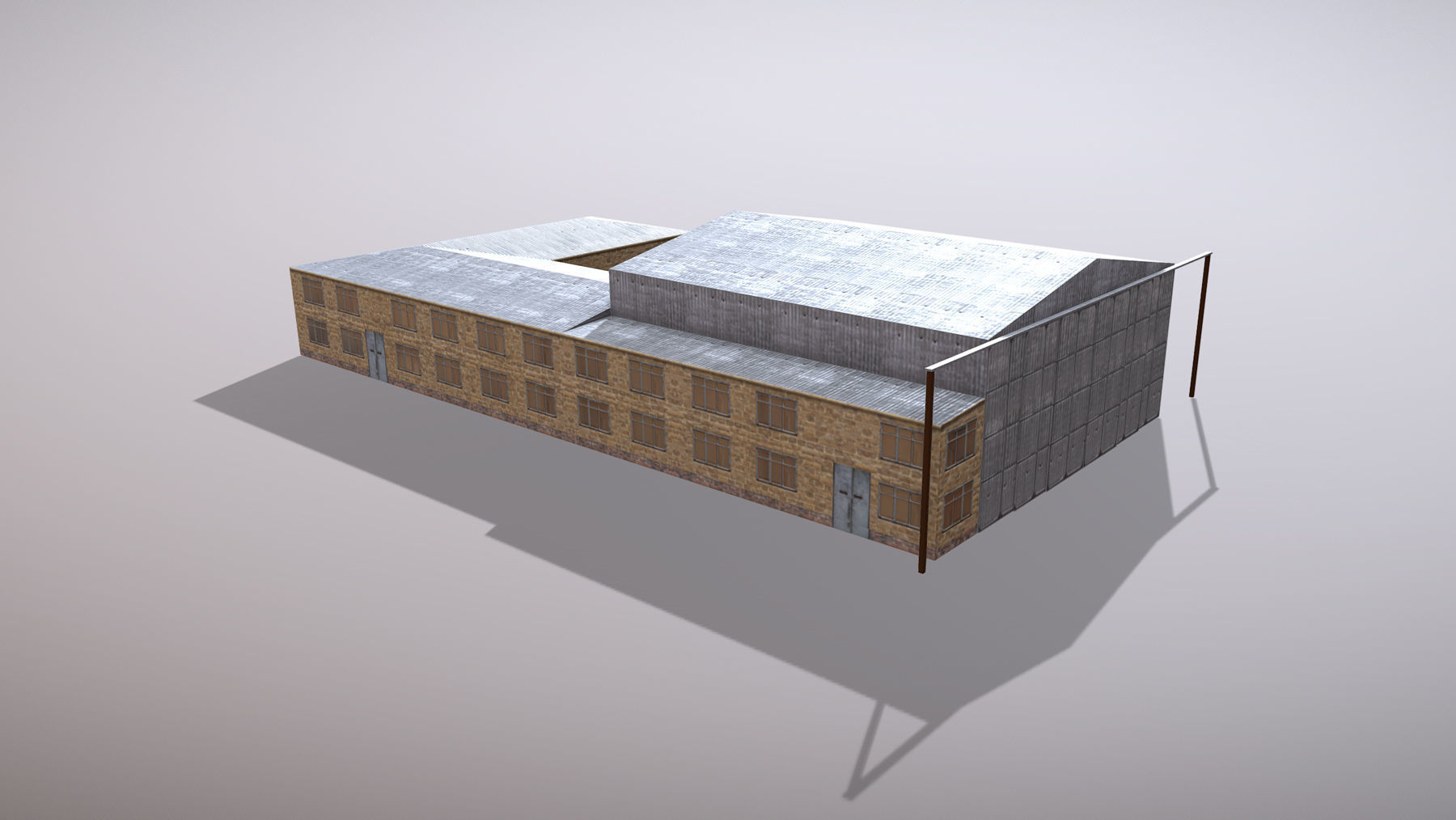 Airport Hangar OAKB ATB Hangar Low-poly 3D model_1