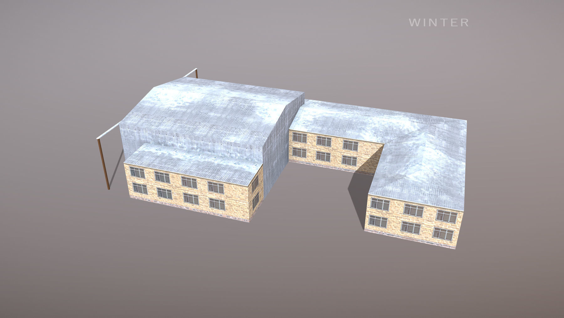 Airport Hangar OAKB ATB Hangar Low-poly 3D model_9