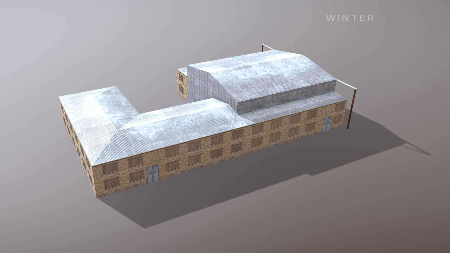 Airport Hangar OAKB ATB Hangar Low-poly 3D model_10