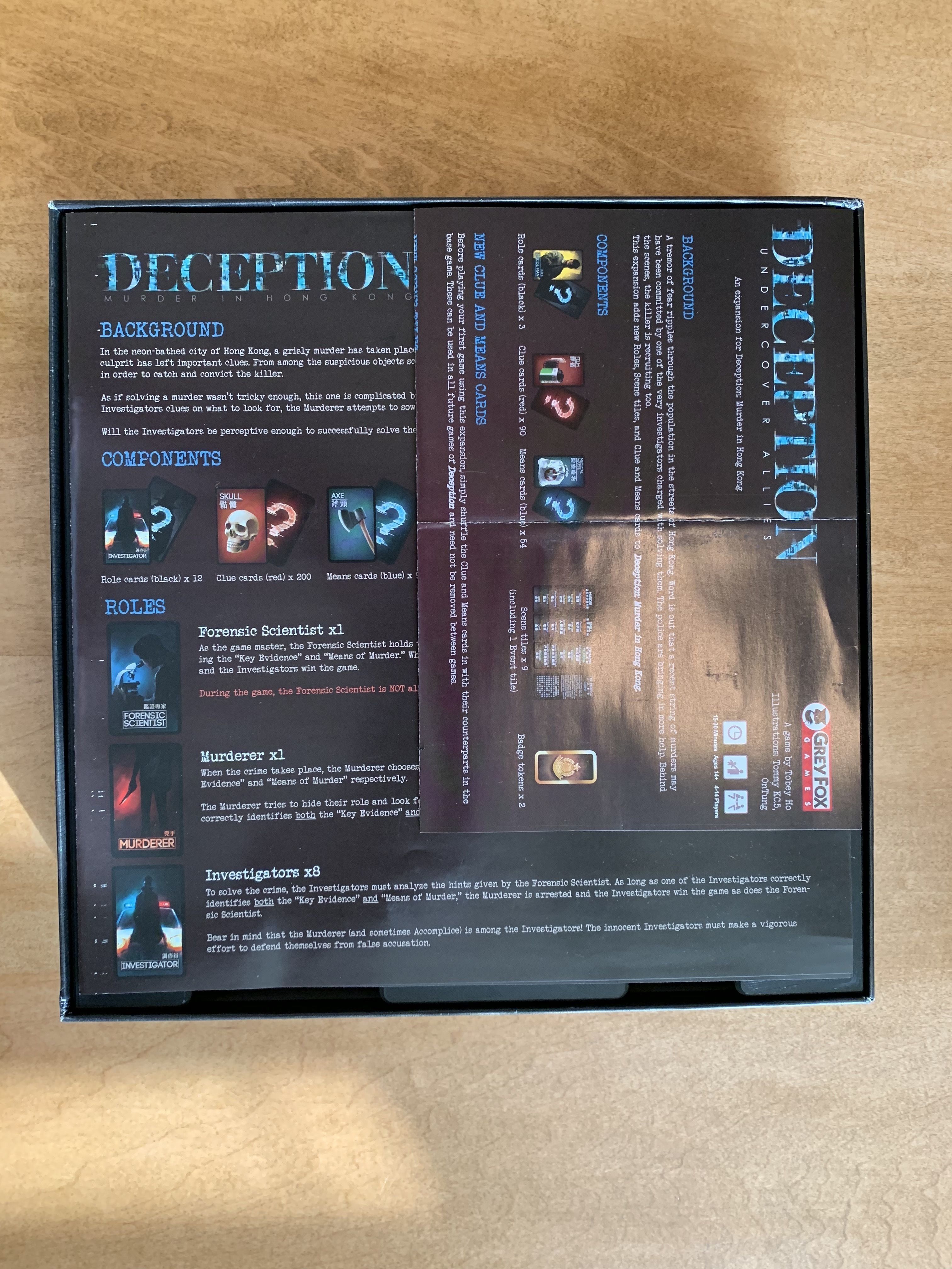 Deception Murder in Hong Kong Board Game Organizer Insert 3D print model_1