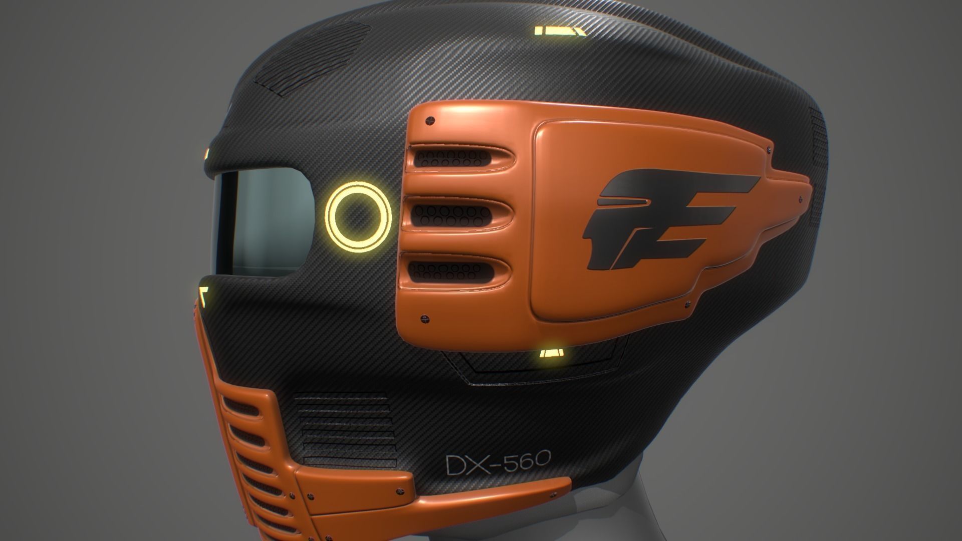 Futuristic Sci-Fi Motorcycle Helmet Low-poly 3D model_8