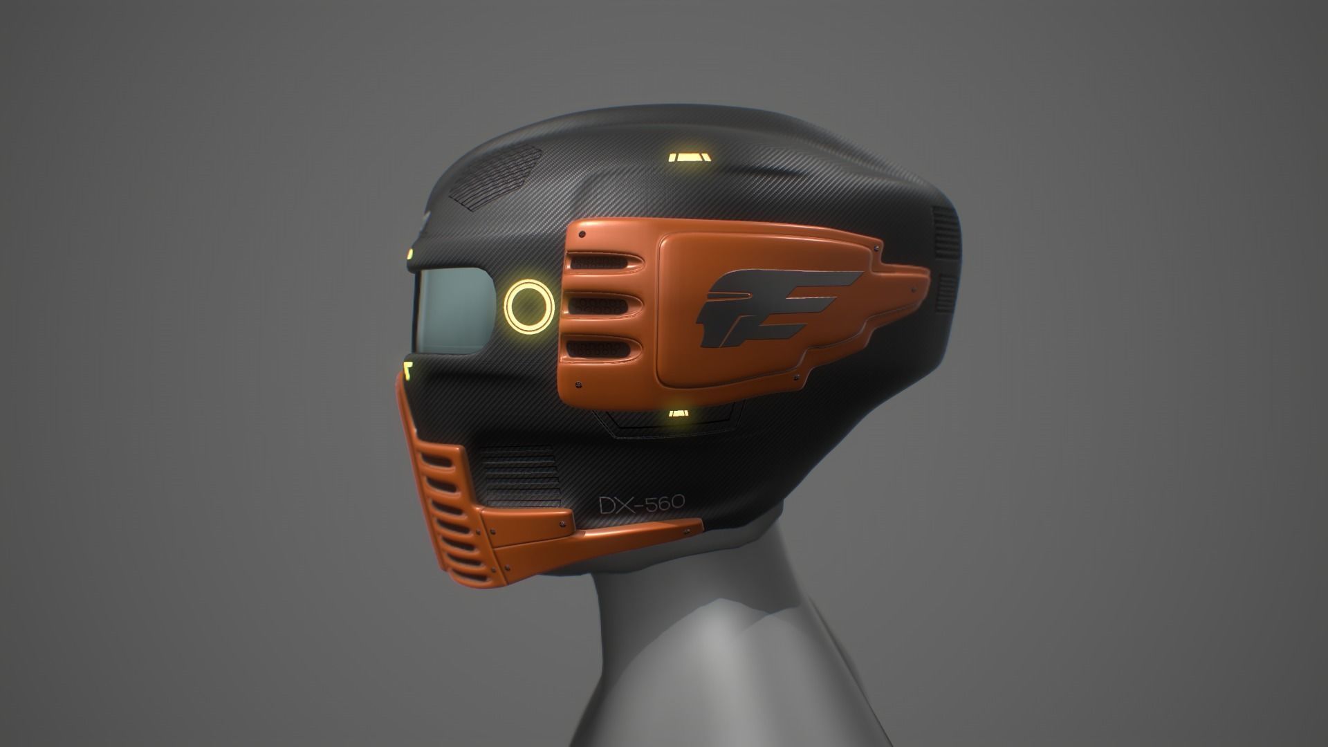 Futuristic Sci-Fi Motorcycle Helmet Low-poly 3D model_3