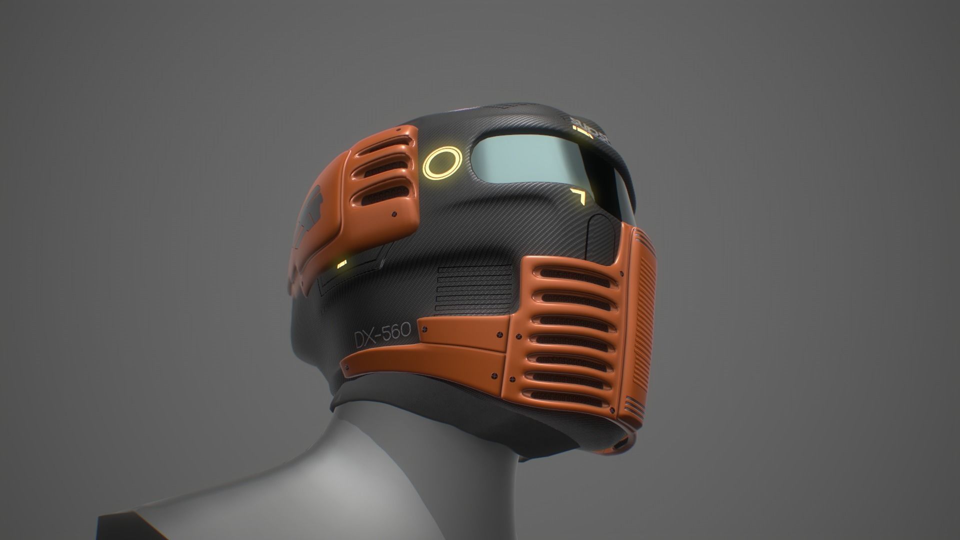 Futuristic Sci-Fi Motorcycle Helmet Low-poly 3D model_4