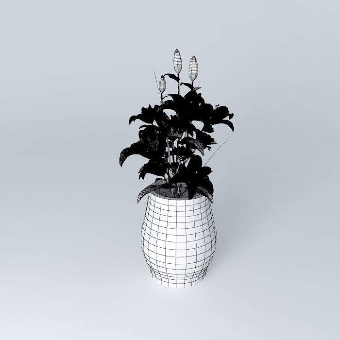 Clay Pot w Flowers Free 3D model_4