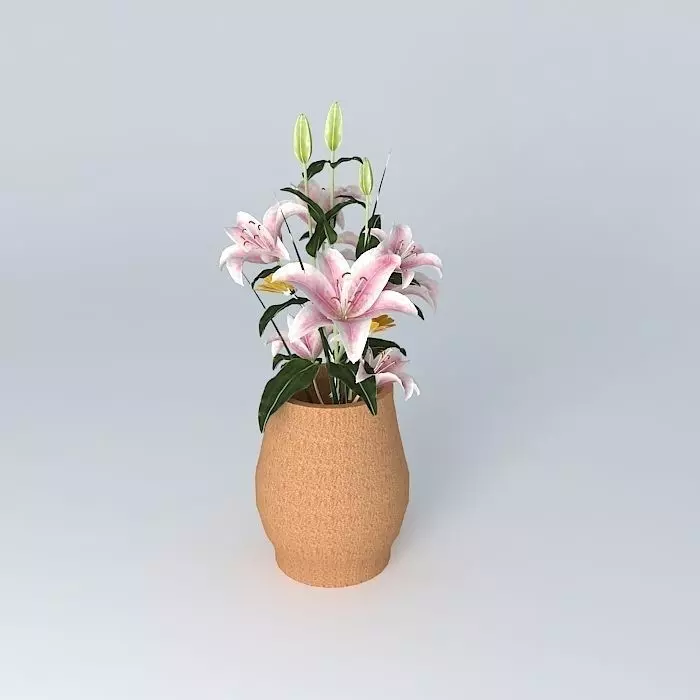 Clay Pot w Flowers Free 3D model_0
