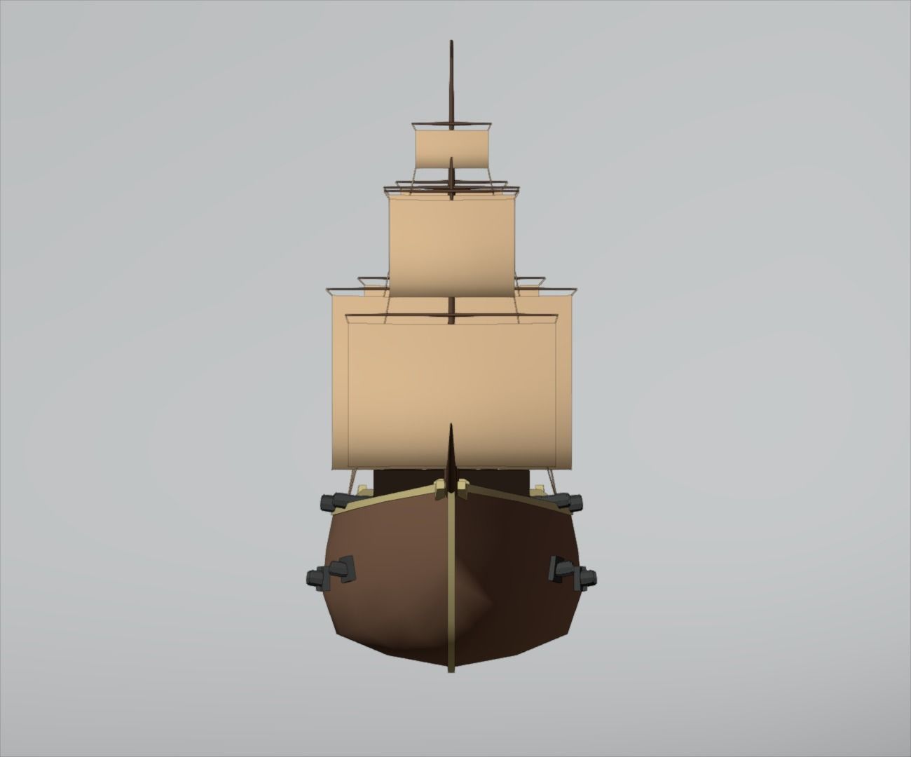 Low Poly Pirate Ship Low-poly 3D model_2
