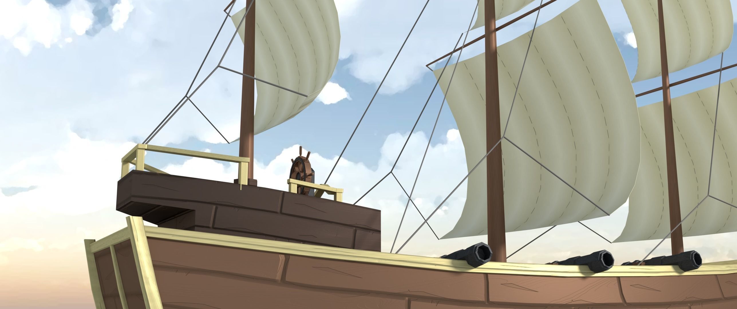 Low Poly Pirate Ship Low-poly 3D model_6