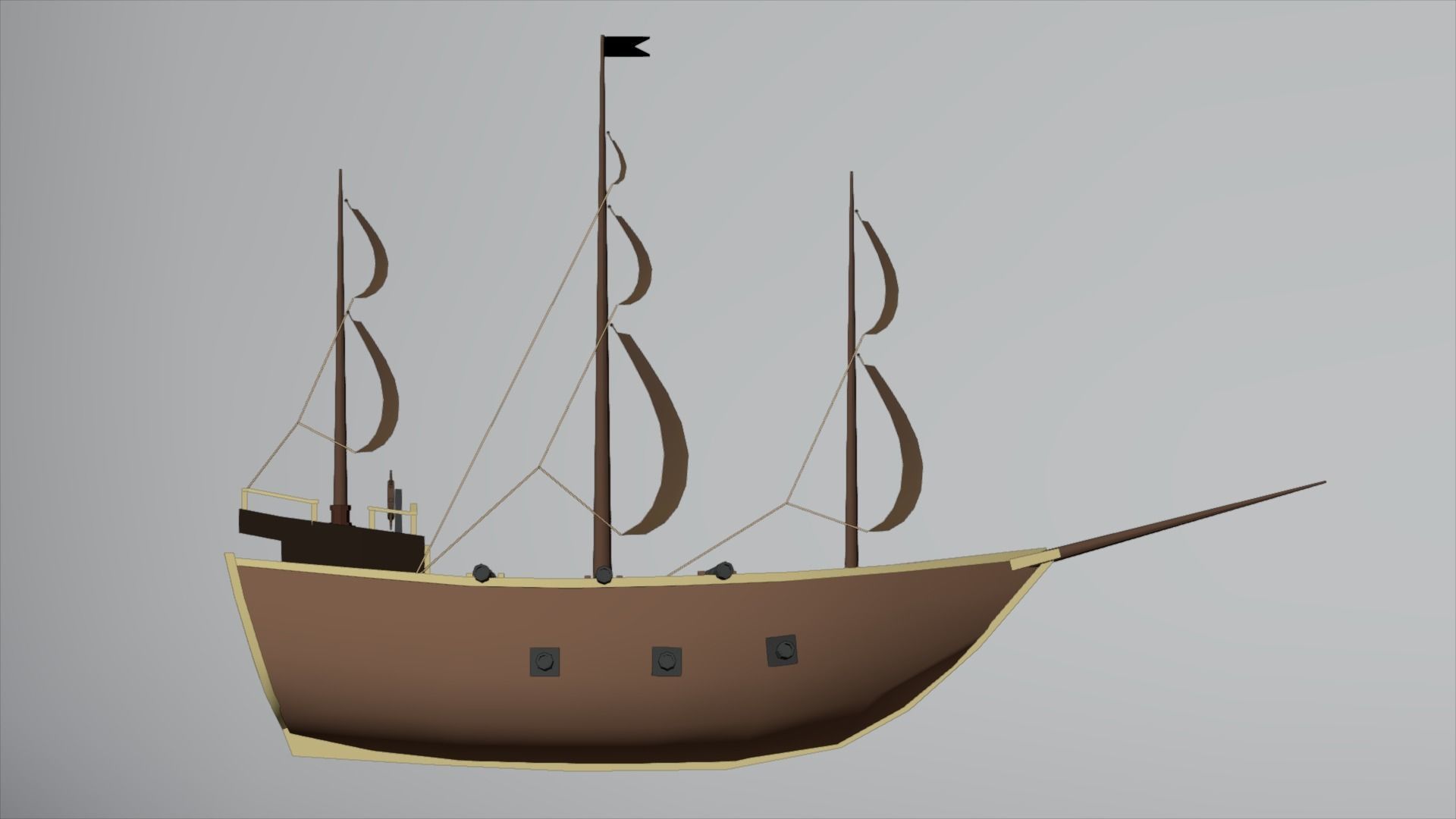 Low Poly Pirate Ship Low-poly 3D model_3