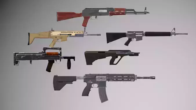 Low Poly Game Ready Rifles Pack Free low-poly 3D model