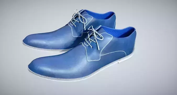 Shoes leather with laces Low-poly 3D model