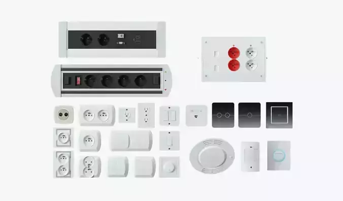 Wall Plugs Pack Low-poly 3D model
