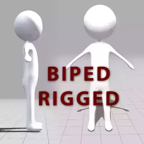 Stickman character Rigged with Biped Low-poly 3D model