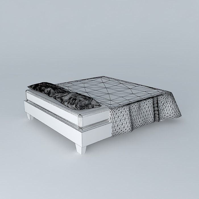King bed - Simple Free 3D model_3