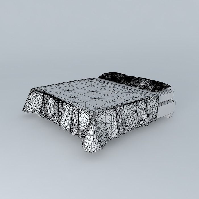 King bed - Simple Free 3D model_4