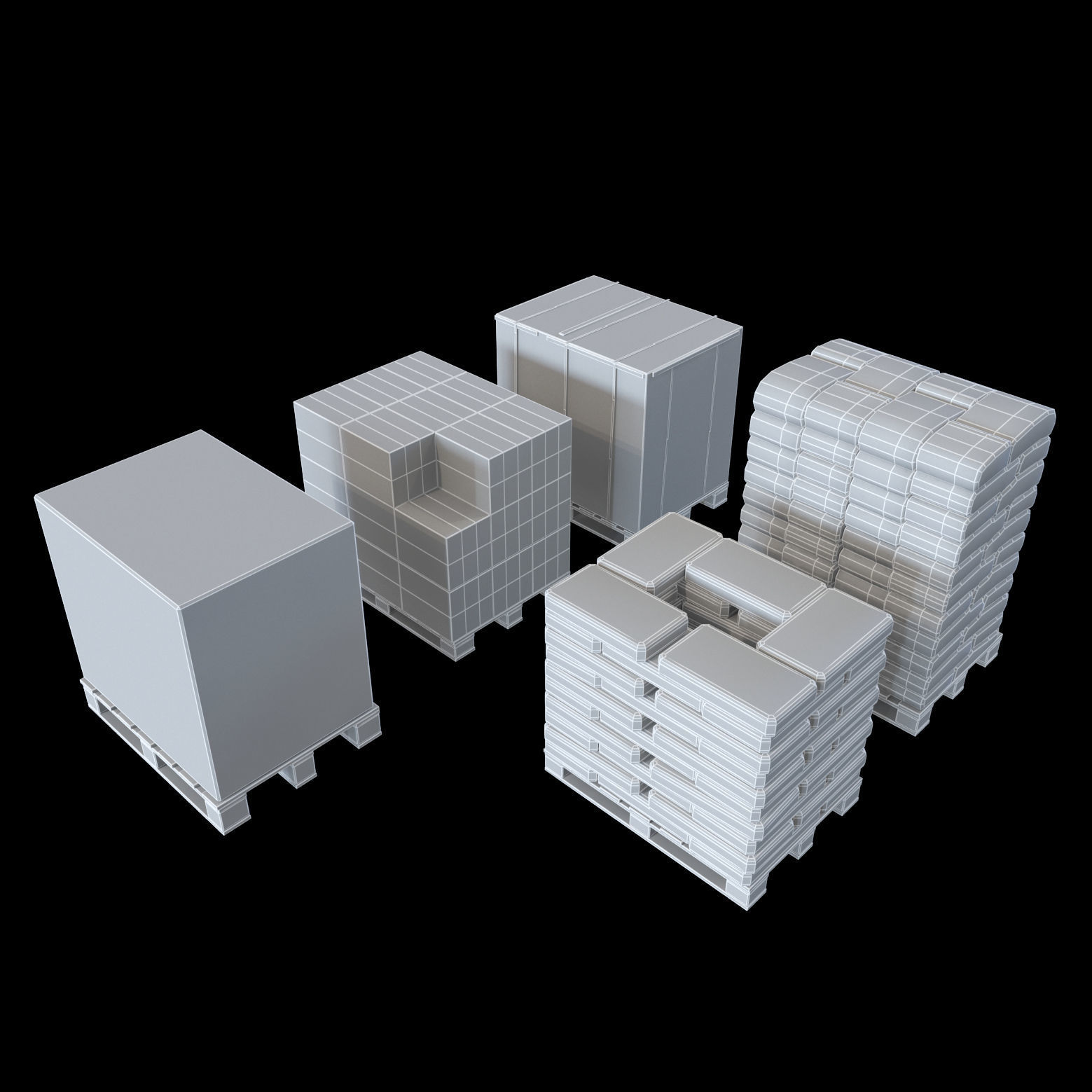 Boxes on a pallet 3D model_2
