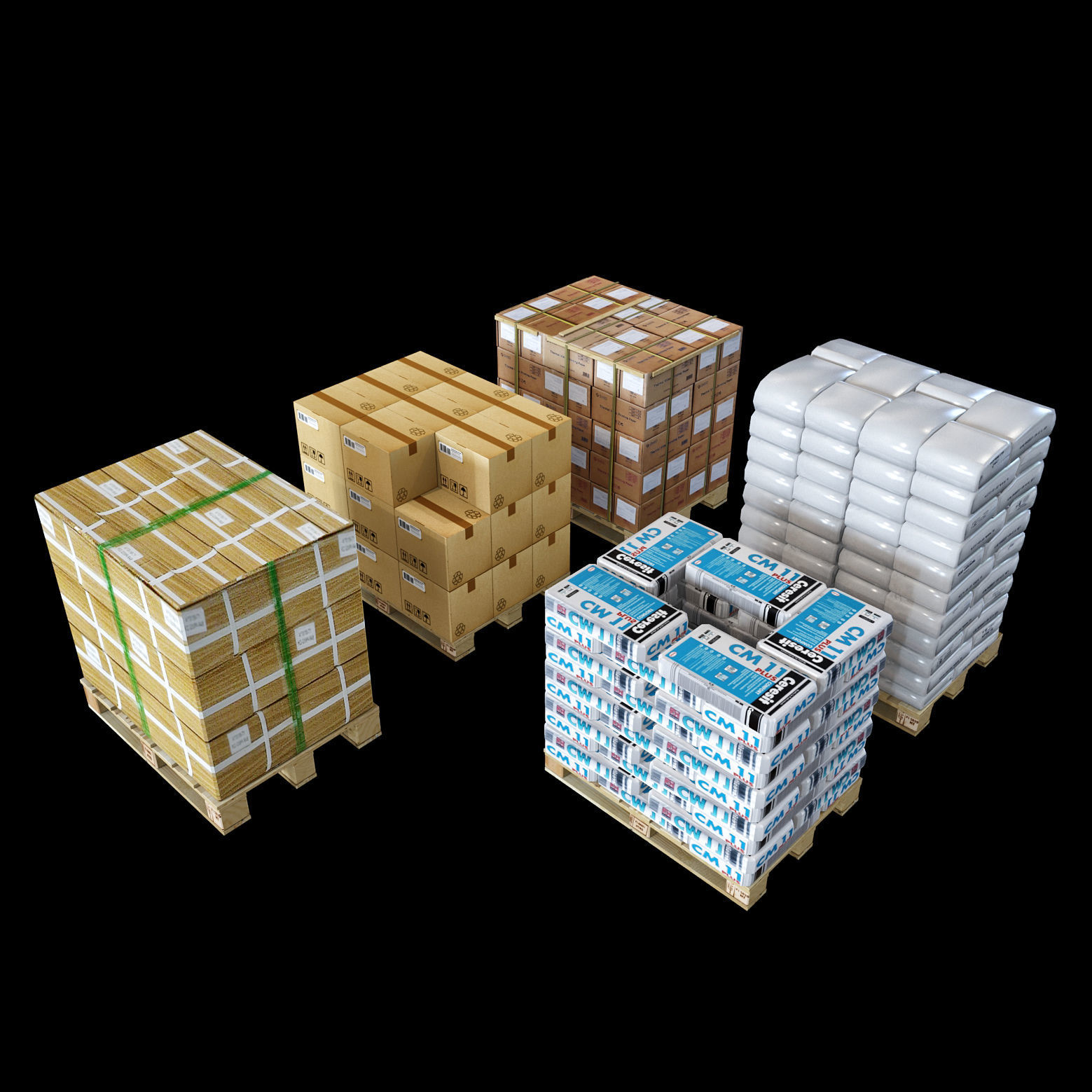Boxes on a pallet 3D model_1