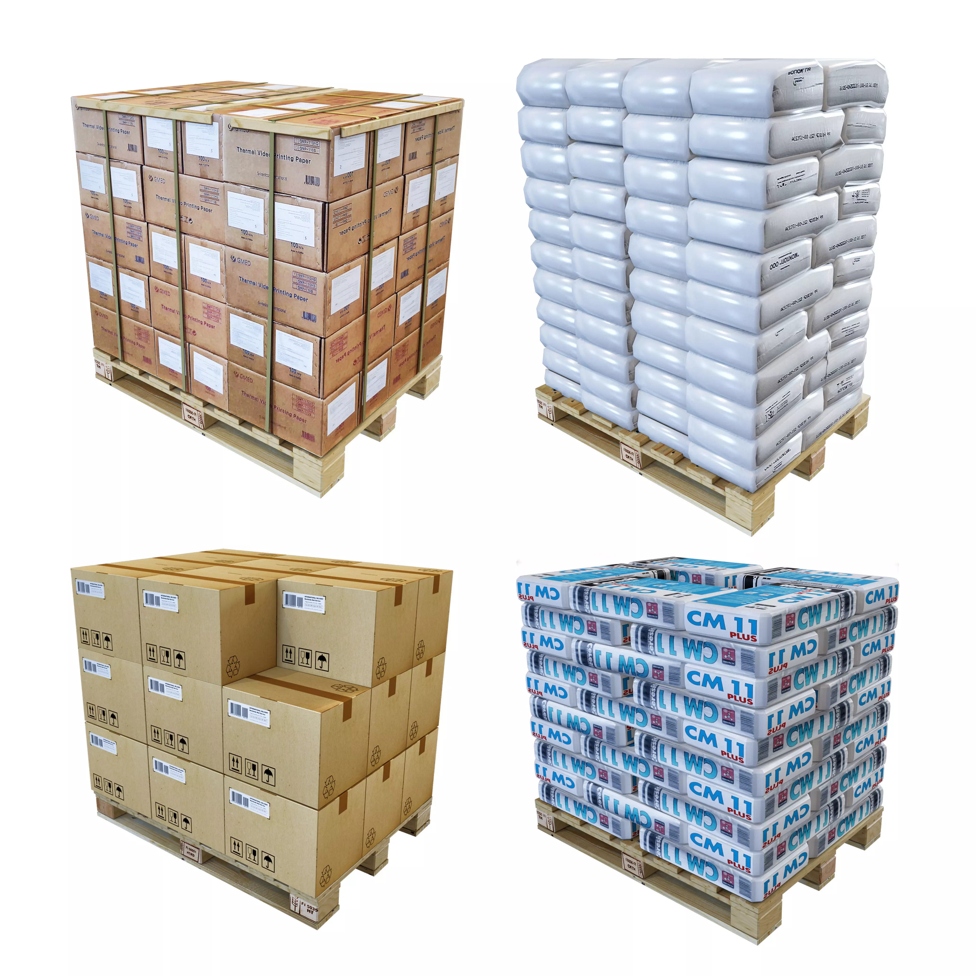 Boxes on a pallet 3D model_0