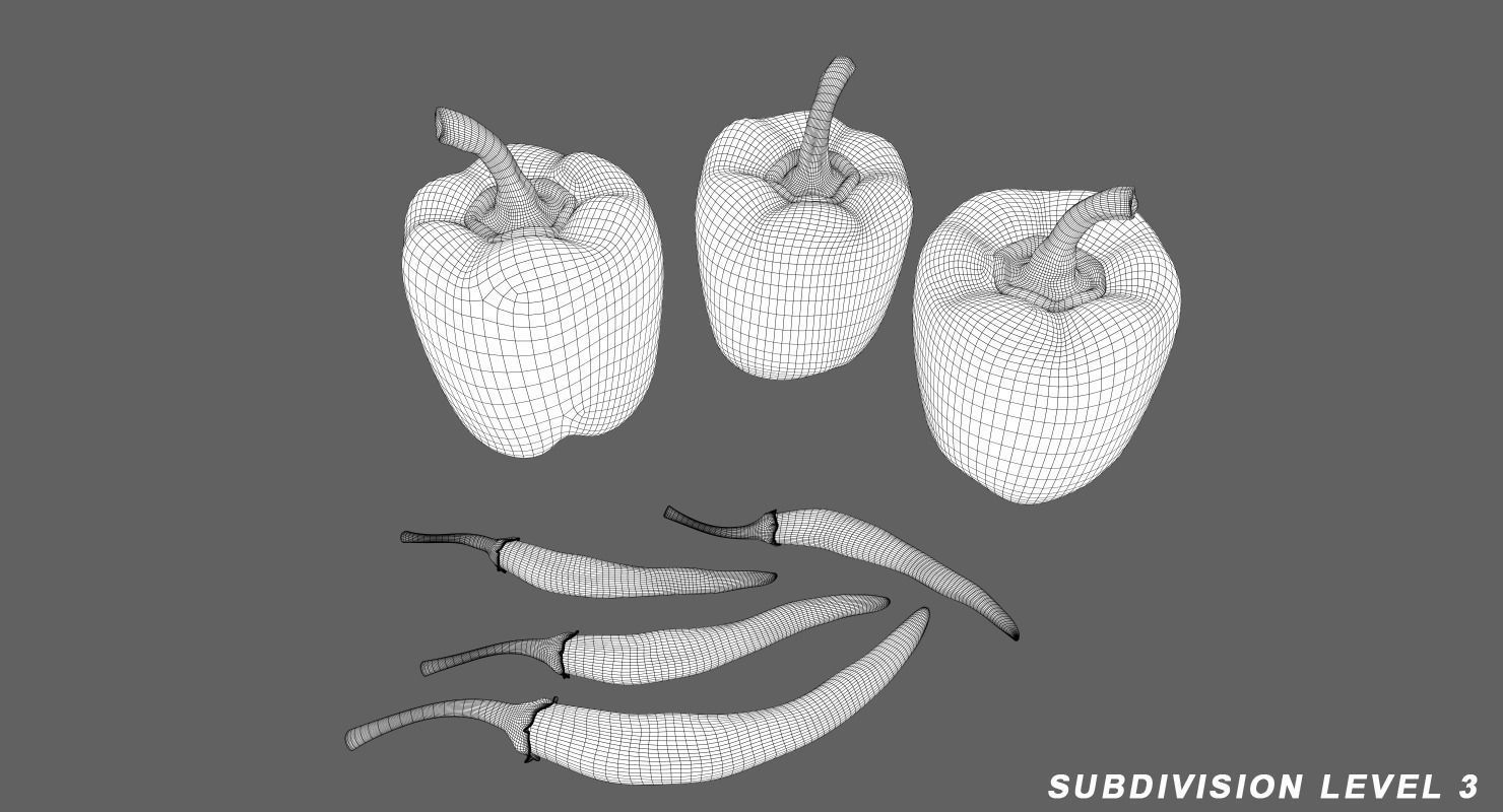 Peppers Pack Low-poly 3D model_7