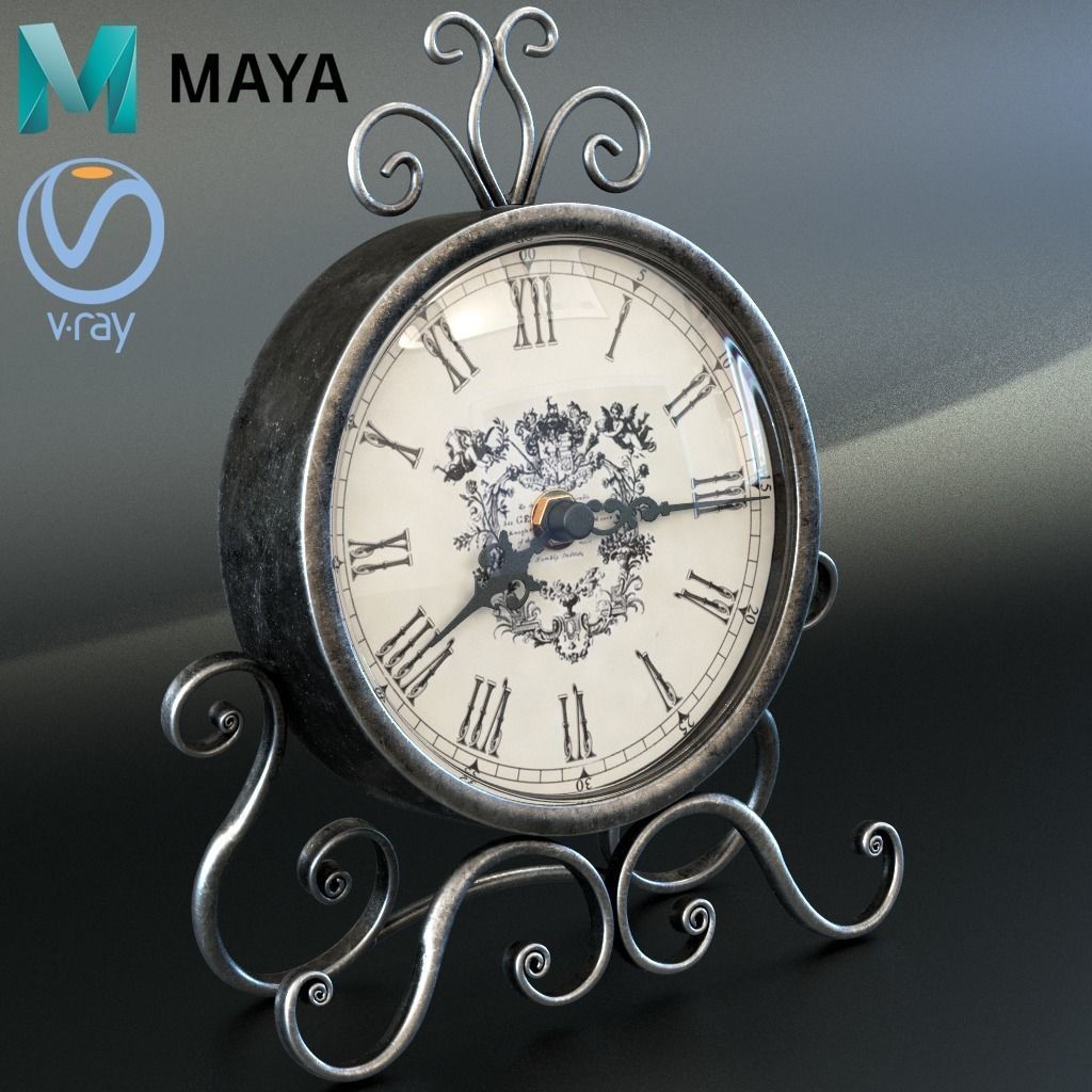 Vintage Clock 3D model_4