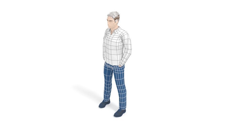 Low Poly Casual Man Low-poly 3D model_10
