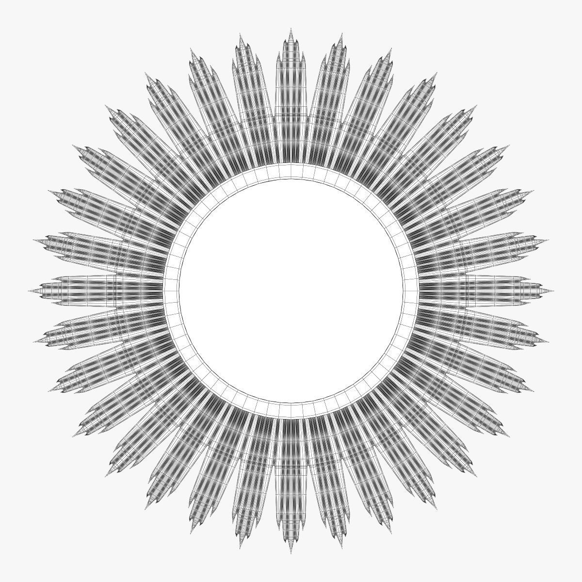 Surya hopkins aged gold decorative mirror 3D model_3