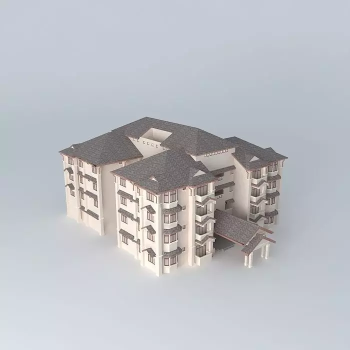 Quarters apartment building 3D model_0