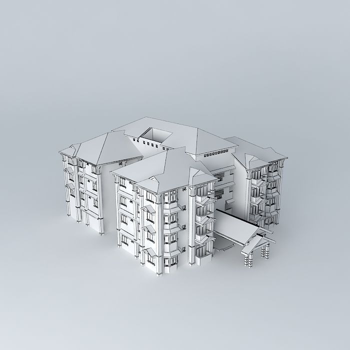 Quarters apartment building 3D model_3