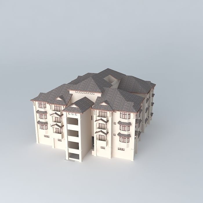 Quarters apartment building 3D model_1