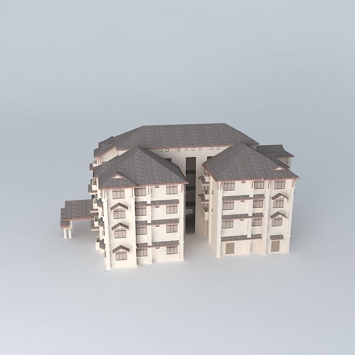 Quarters apartment building 3D model_2
