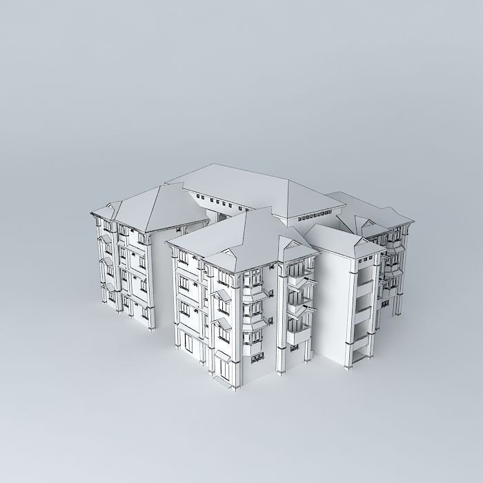 Quarters apartment building 3D model_4