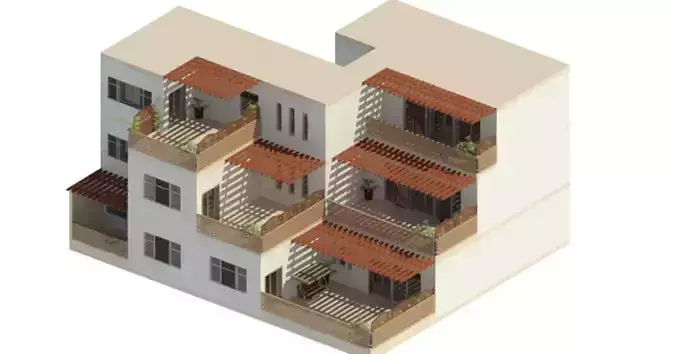 3 Apartments stacked on each other 