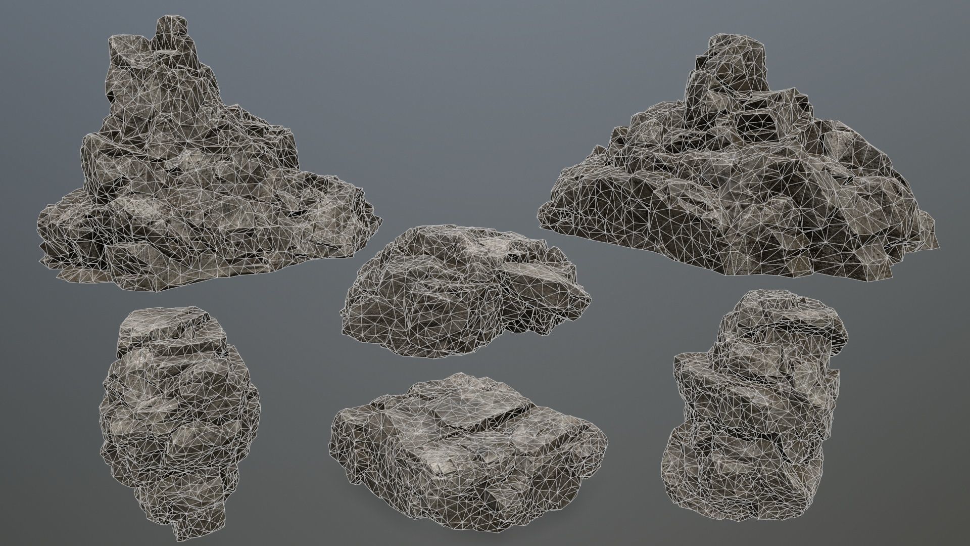 cliff rocks set Low-poly 3D model_22