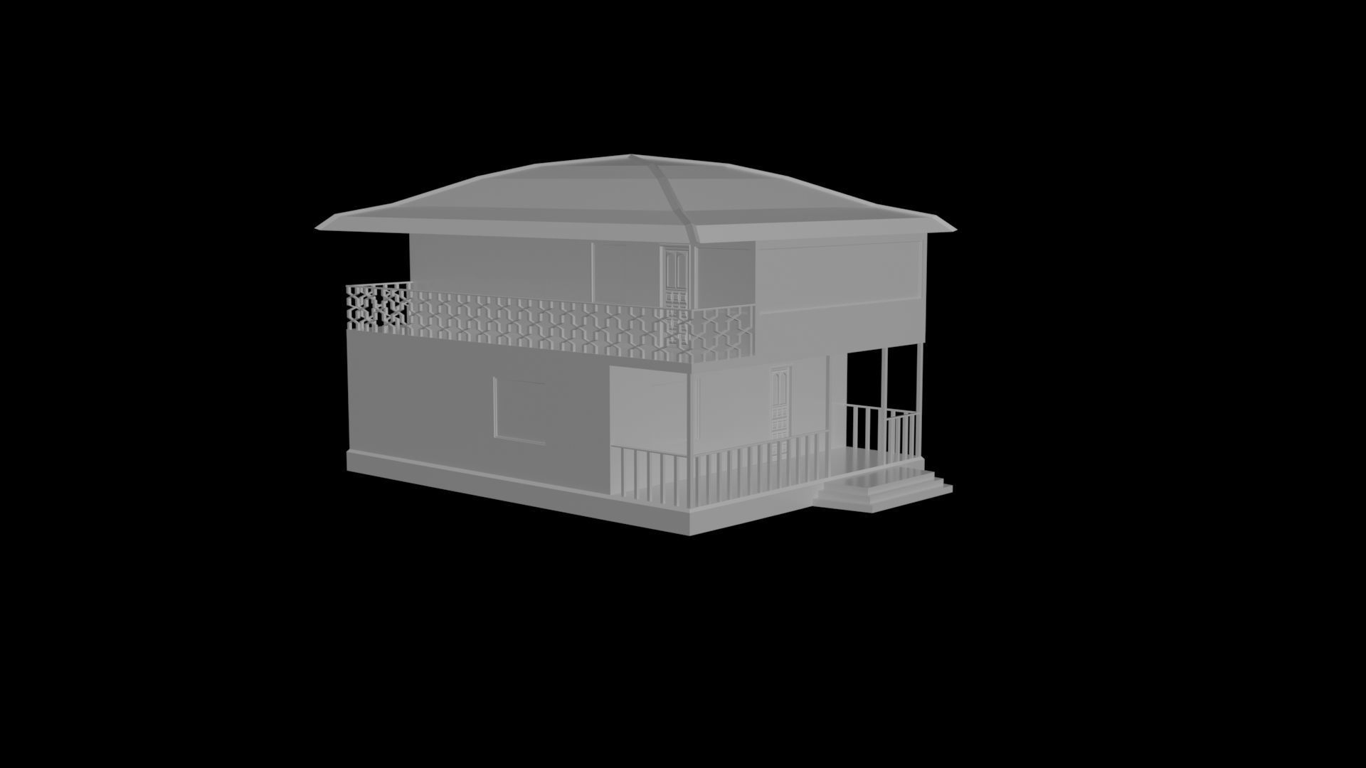 Two-storey house 3D model_1