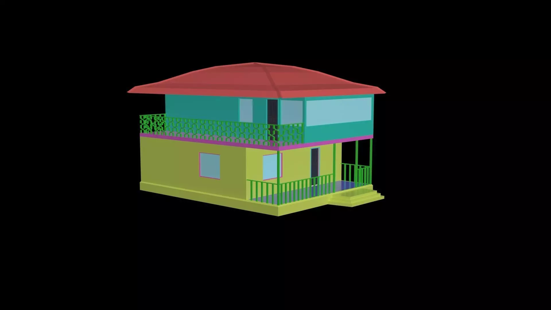 Two-storey house 3D model_0